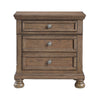 Bely Nightstand | 3 Drawers | Bun Feet | Antique Brown Sculpted Frame