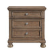 Bely Nightstand | 3 Drawers | Bun Feet | Antique Brown Sculpted Frame
