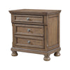 Bely Nightstand | 3 Drawers | Bun Feet | Antique Brown Sculpted Frame