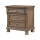 Bely Nightstand | 3 Drawers | Bun Feet | Antique Brown Sculpted Frame
