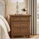 Bely Nightstand | 3 Drawers | Bun Feet | Antique Brown Sculpted Frame