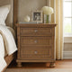 Bely Nightstand | 3 Drawers | Bun Feet | Antique Brown Sculpted Frame