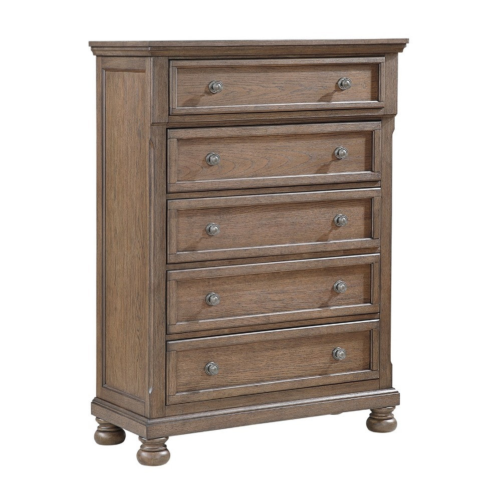 Bely Tall Dresser Chest | 5 Drawers | Antique Brown Sculpted Frame