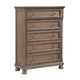 Bely Tall Dresser Chest | 5 Drawers | Antique Brown Sculpted Frame