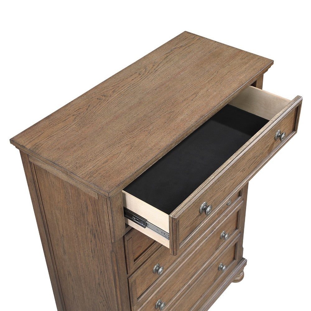 Bely Tall Dresser Chest | 5 Drawers | Antique Brown Sculpted Frame
