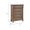 Bely Tall Dresser Chest | 5 Drawers | Antique Brown Sculpted Frame