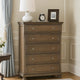 Bely Tall Dresser Chest | 5 Drawers | Antique Brown Sculpted Frame