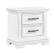 Yal Nightstand | 2 Drawers w Black Nickel Bar Handles | White Finish