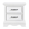 Yal Nightstand | 2 Drawers w Black Nickel Bar Handles | White Finish