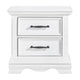 Yal Nightstand | 2 Drawers w Black Nickel Bar Handles | White Finish