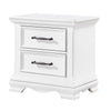 Yal Nightstand | 2 Drawers w Black Nickel Bar Handles | White Finish