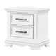 Yal Nightstand | 2 Drawers w Black Nickel Bar Handles | White Finish