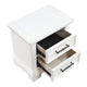 Yal Nightstand | 2 Drawers w Black Nickel Bar Handles | White Finish