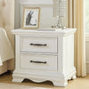 Yal Nightstand | 2 Drawers w Black Nickel Bar Handles | White Finish
