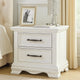 Yal Nightstand | 2 Drawers w Black Nickel Bar Handles | White Finish