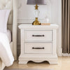 Yal Nightstand | 2 Drawers w Black Nickel Bar Handles | White Finish