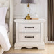 Yal Nightstand | 2 Drawers w Black Nickel Bar Handles | White Finish