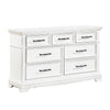 Yal Wide Dresser | 7 Drawers w Black Nickel Bar Handles | White Finish