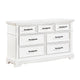 Yal Wide Dresser | 7 Drawers w Black Nickel Bar Handles | White Finish