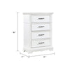 Yal Tall Dresser Chest | 4 Drawers w Black Nickel Bar Handles | White
