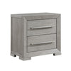 Ova Nightstand | 2 Drawer w Framed Front & Wood Accent Handles | Gray