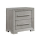 Ova Nightstand | 2 Drawer w Framed Front & Wood Accent Handles | Gray