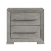 Ova Nightstand | 2 Drawer w Framed Front & Wood Accent Handles | Gray