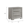 Ova Nightstand | 2 Drawer w Framed Front & Wood Accent Handles | Gray