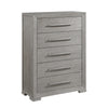 Ova Tall Dresser Chest | 5 Drawer w Wide Wood Accent Handles | Gray