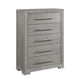 Ova Tall Dresser Chest | 5 Drawer w Wide Wood Accent Handles | Gray