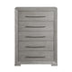 Ova Tall Dresser Chest | 5 Drawer w Wide Wood Accent Handles | Gray