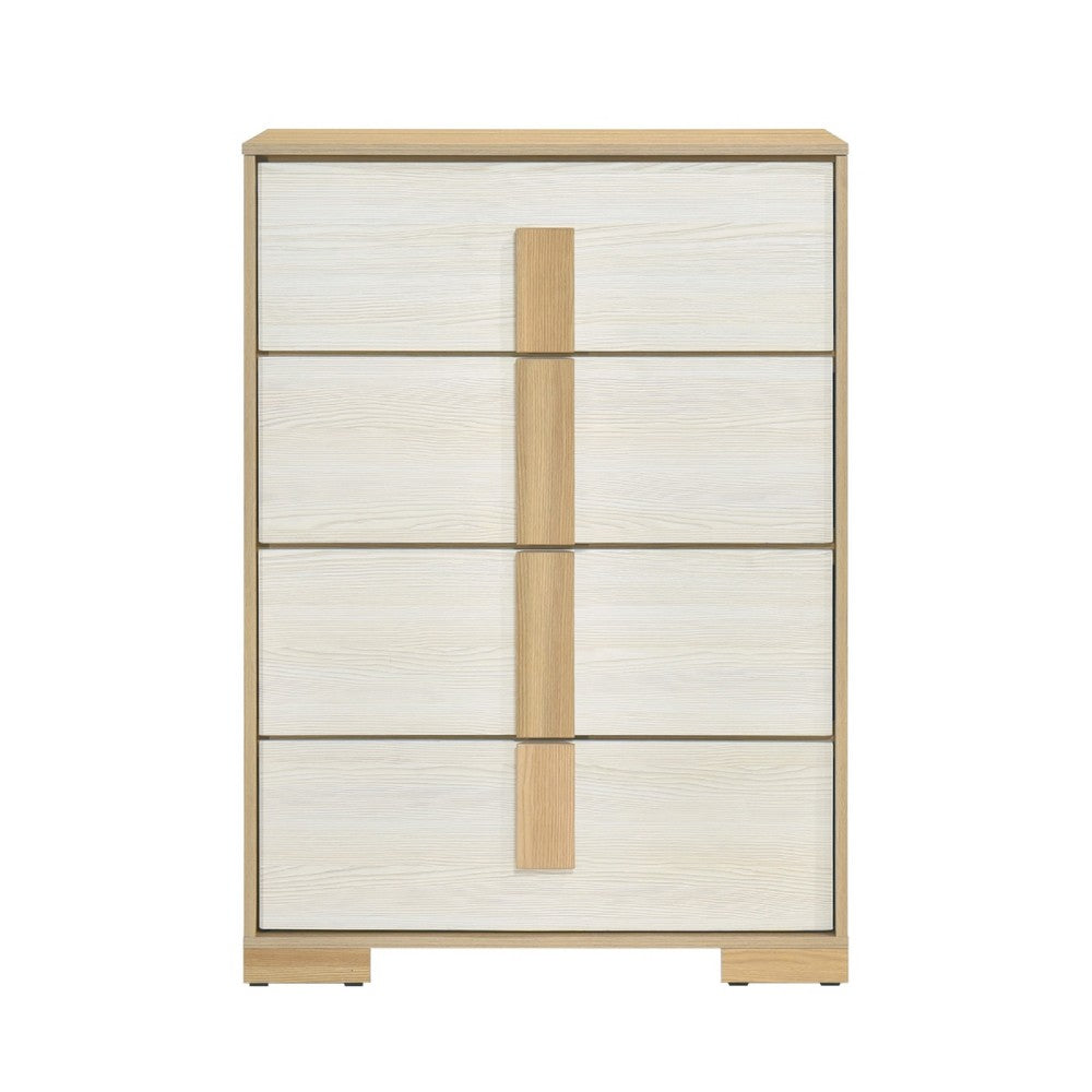 Mep Tall Dresser Chest | 4 Drawers | Dual Tone Natural Brown & White