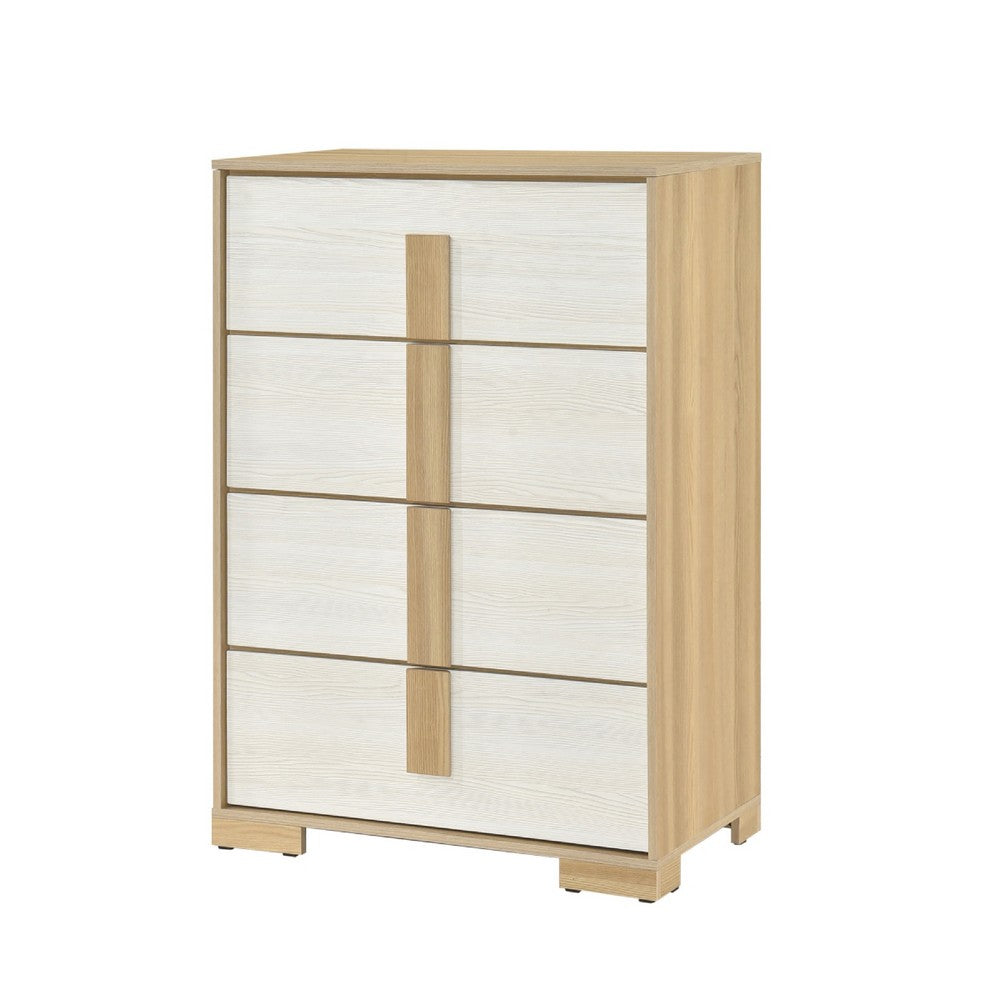 Mep Tall Dresser Chest | 4 Drawers | Dual Tone Natural Brown & White