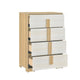Mep Tall Dresser Chest | 4 Drawers | Dual Tone Natural Brown & White