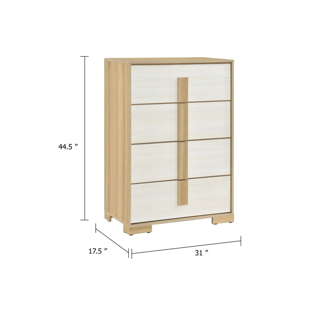 Mep Tall Dresser Chest | 4 Drawers | Dual Tone Natural Brown & White