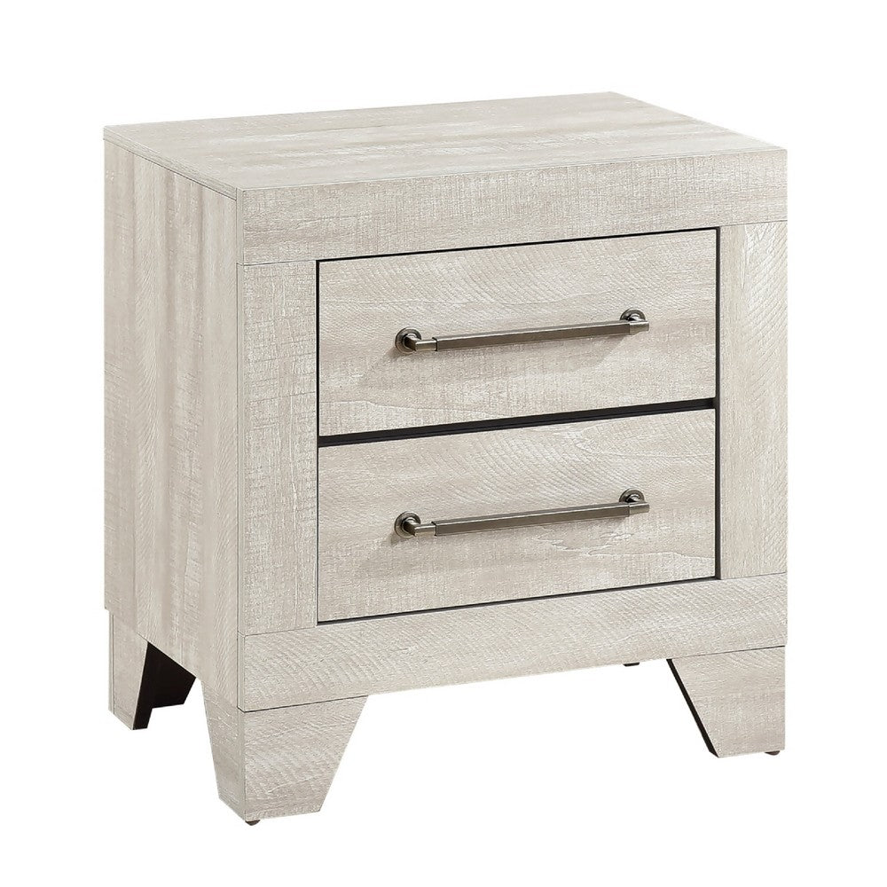 Ava Nightstand | 2 Drawers w Antique Silver Bar Handles | Dusty Gray