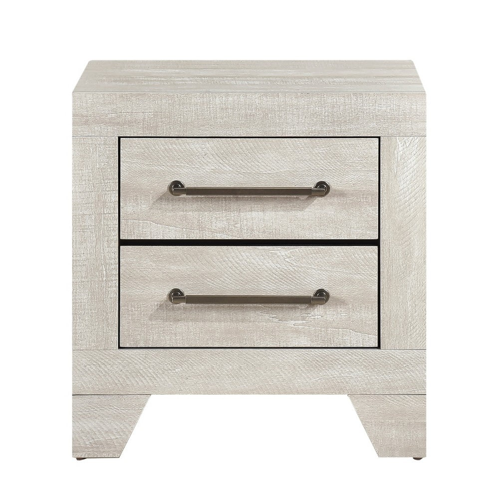 Ava Nightstand | 2 Drawers w Antique Silver Bar Handles | Dusty Gray