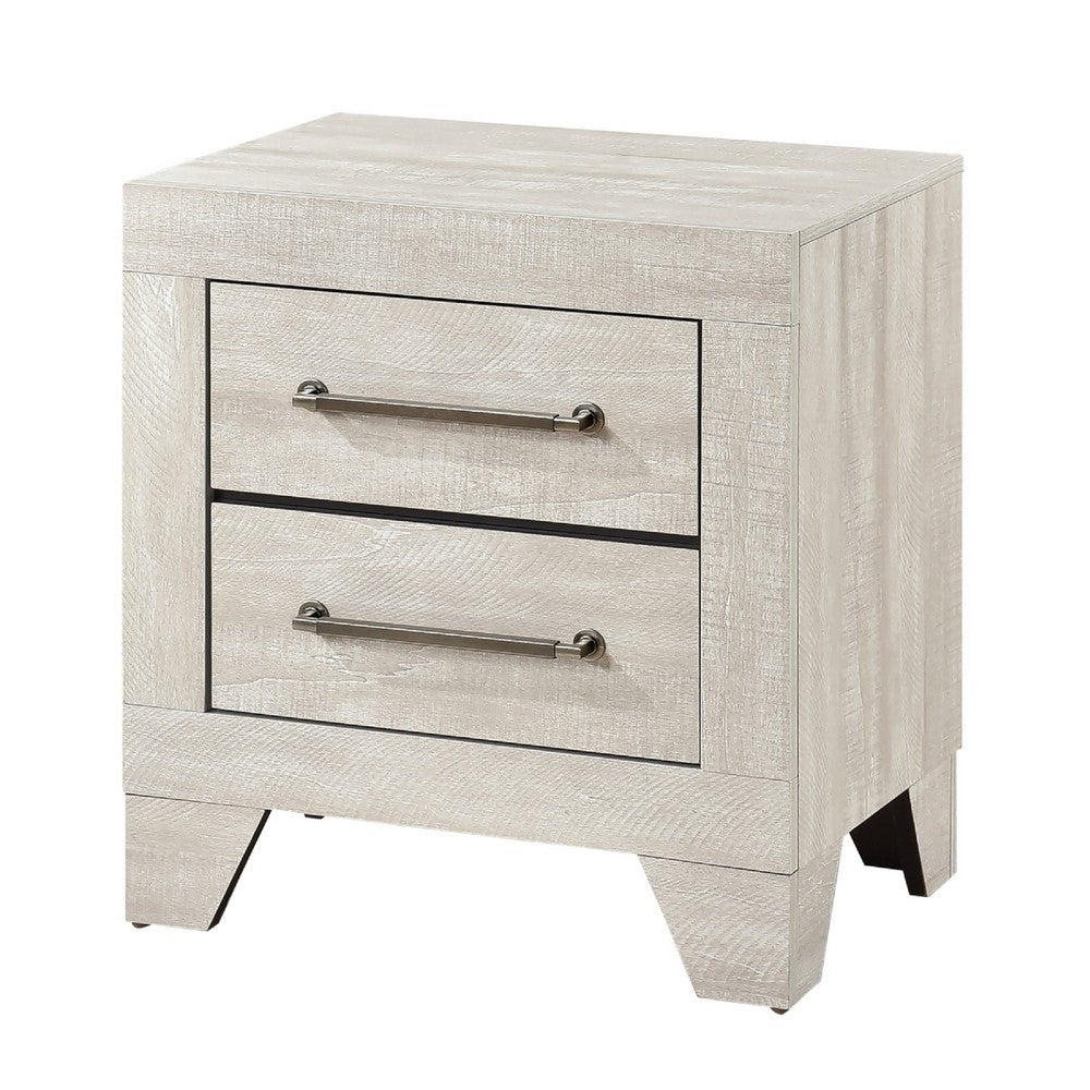 Ava Nightstand | 2 Drawers w Antique Silver Bar Handles | Dusty Gray