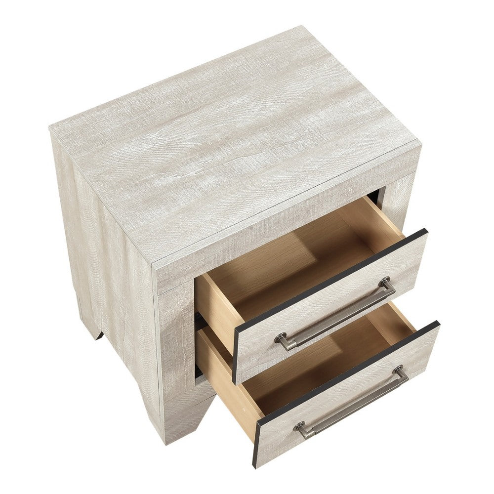 Ava Nightstand | 2 Drawers w Antique Silver Bar Handles | Dusty Gray