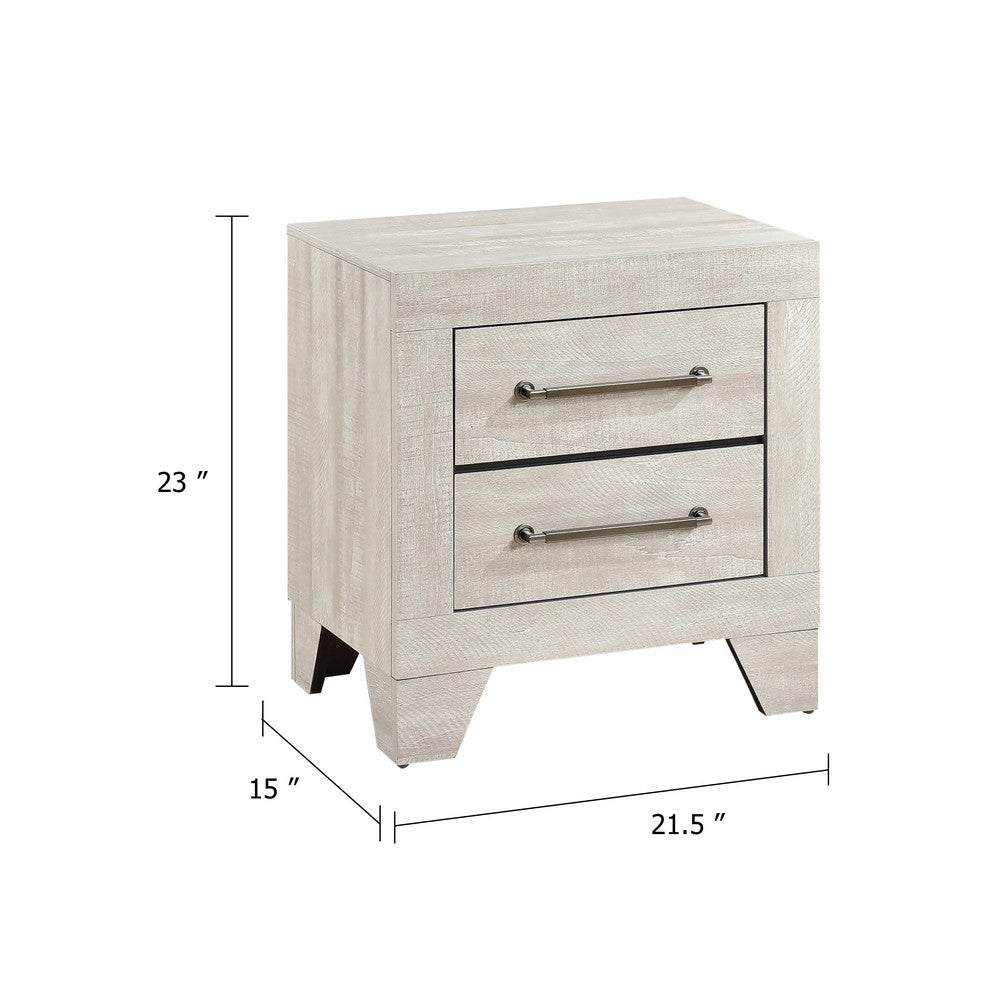 Ava Nightstand | 2 Drawers w Antique Silver Bar Handles | Dusty Gray