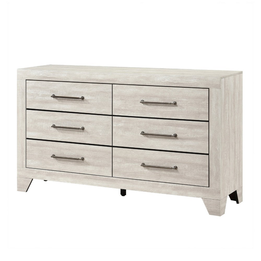 Ava 58" Dresser | 6 Drawers w Antique Silver Bar Handles | Dusty Gray