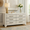 Ava 58" Dresser | 6 Drawers w Antique Silver Bar Handles | Dusty Gray