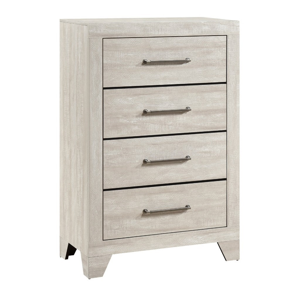 Ava Tall Dresser Chest | 4 Drawers w Antique Silver Bar Handles | Dusty Gray