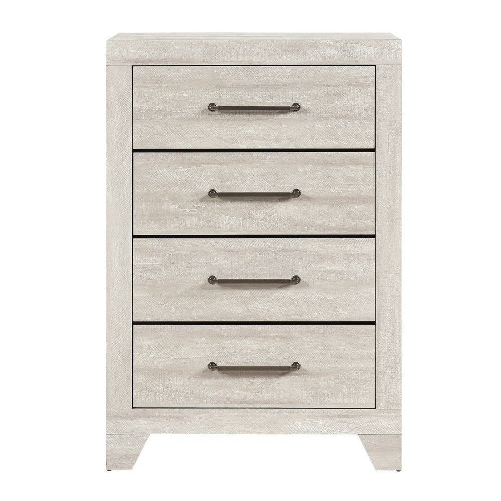 Ava Tall Dresser Chest | 4 Drawers w Antique Silver Bar Handles | Dusty Gray