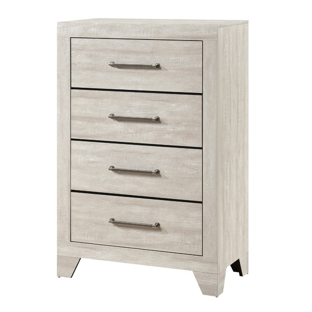 Ava Tall Dresser Chest | 4 Drawers w Antique Silver Bar Handles | Dusty Gray