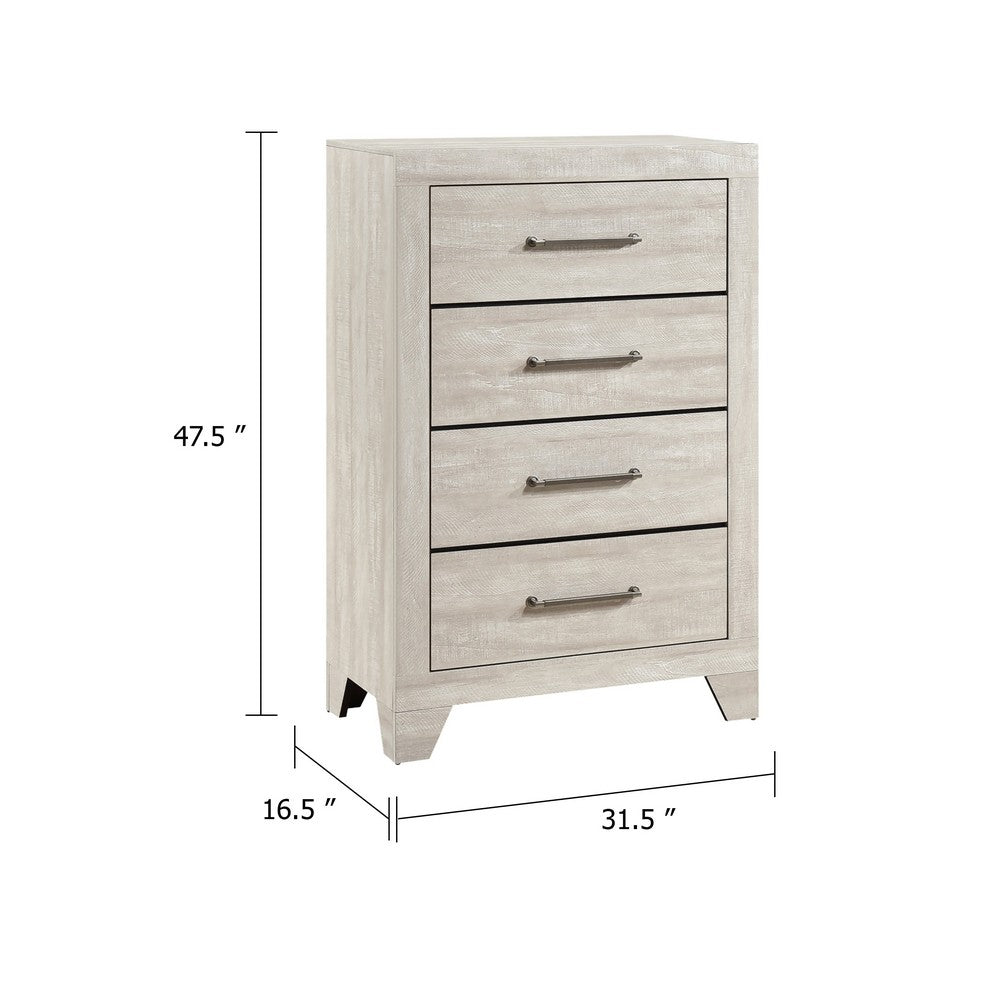 Ava Tall Dresser Chest | 4 Drawers w Antique Silver Bar Handles | Dusty Gray