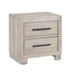 Ely Nightstand | 2 Drawers w Antique Brass Long Handles | Gray