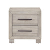 Ely Nightstand | 2 Drawers w Antique Brass Long Handles | Gray