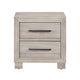 Ely Nightstand | 2 Drawers w Antique Brass Long Handles | Gray