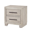Ely Nightstand | 2 Drawers w Antique Brass Long Handles | Gray